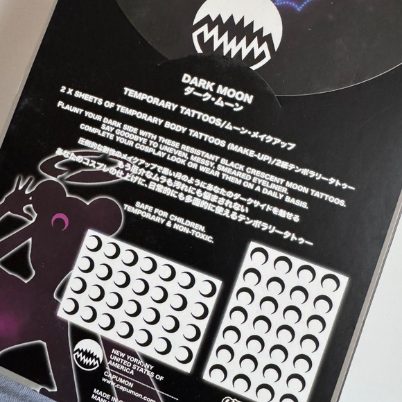 70 Sailor Moon Temporary Tattoos Black Cresent dark moons forehead tattoo makeup - Picture 7 of 7